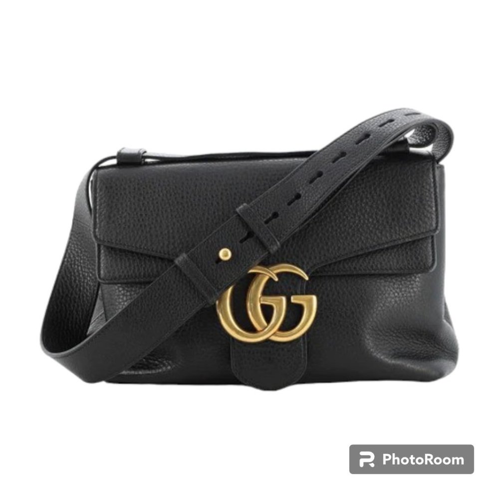 Gucci - Calfskin GG Marmont Shoulder Bag Black (401173)